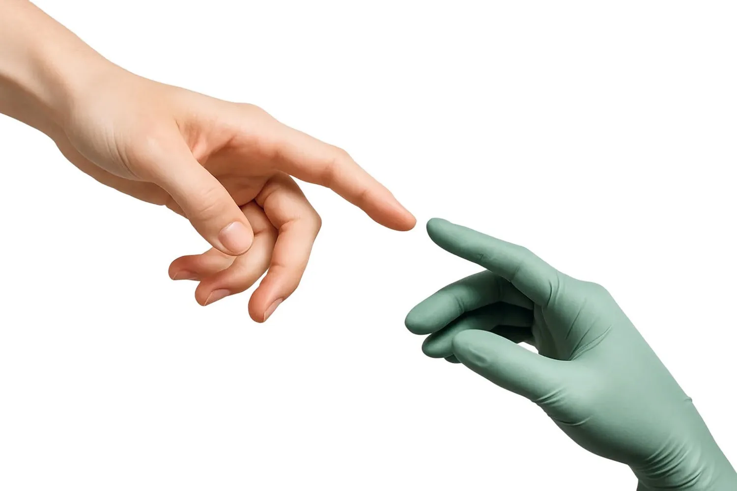 Two hands reaching towards each other